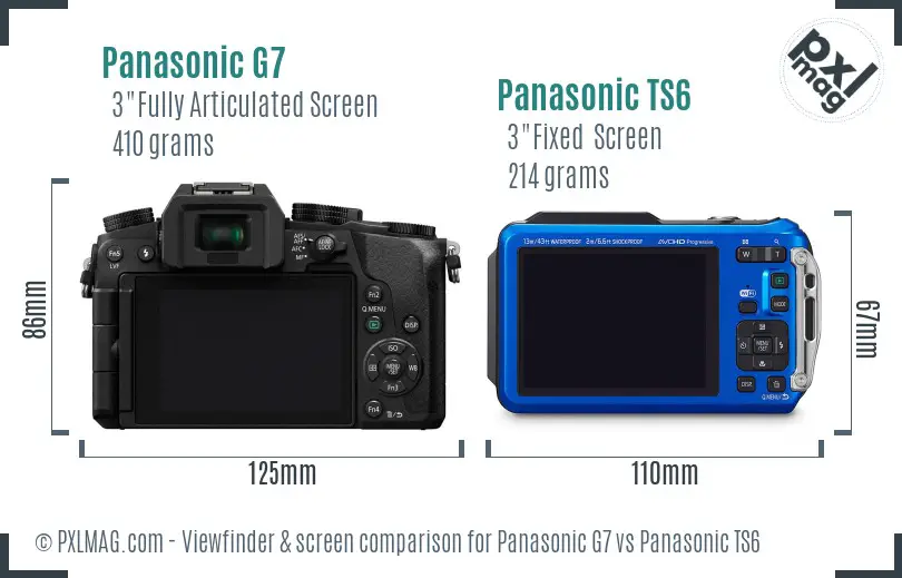 Panasonic G7 vs Panasonic TS6 Screen and Viewfinder comparison