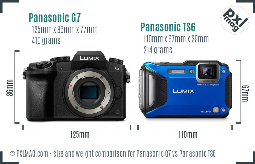 Panasonic G7 vs Panasonic TS6 size comparison