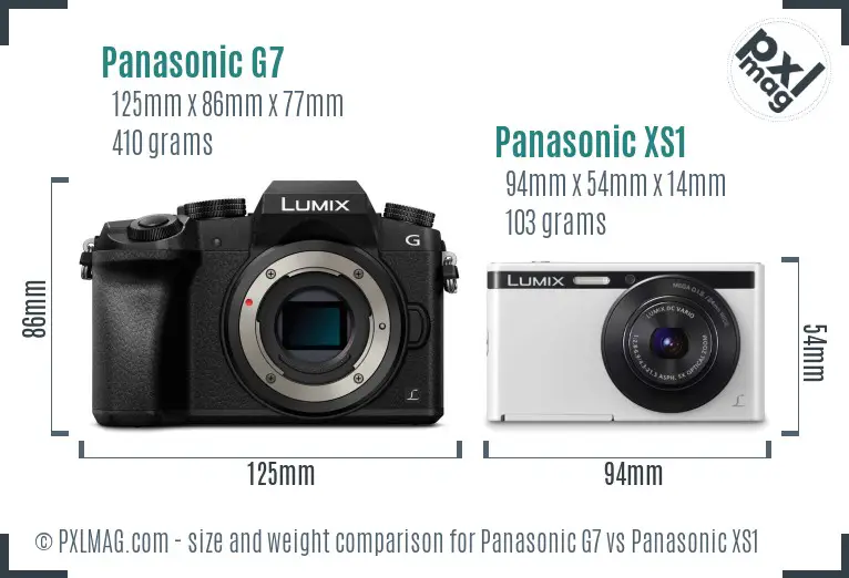 Panasonic G7 vs Panasonic XS1 size comparison