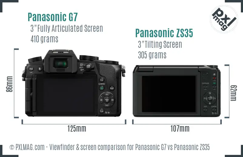 Panasonic G7 vs Panasonic ZS35 Screen and Viewfinder comparison