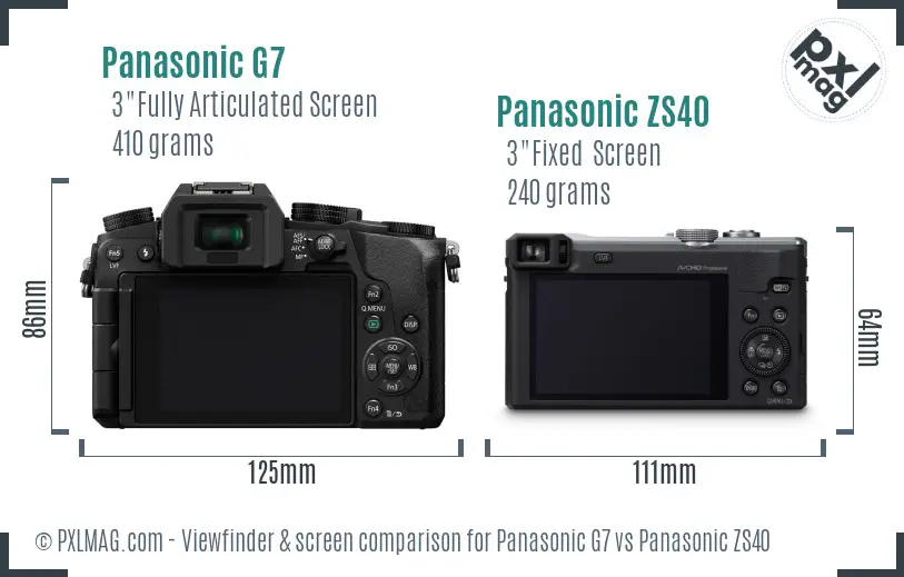 Panasonic G7 vs Panasonic ZS40 Screen and Viewfinder comparison