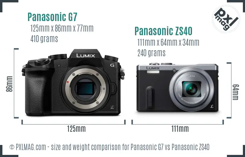 Panasonic G7 vs Panasonic ZS40 size comparison