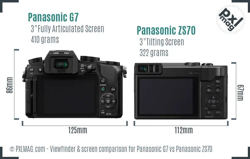 Panasonic G7 vs Panasonic ZS70 Screen and Viewfinder comparison