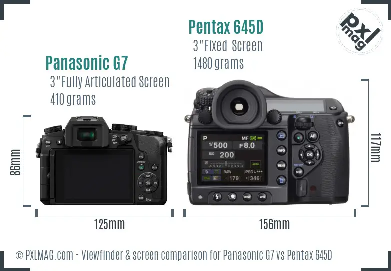 Panasonic G7 vs Pentax 645D Screen and Viewfinder comparison