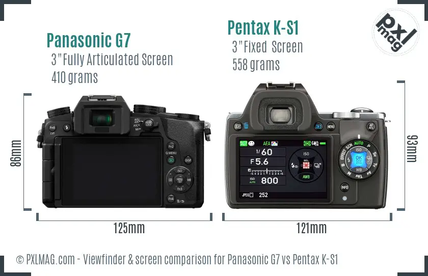 Panasonic G7 vs Pentax K-S1 Screen and Viewfinder comparison