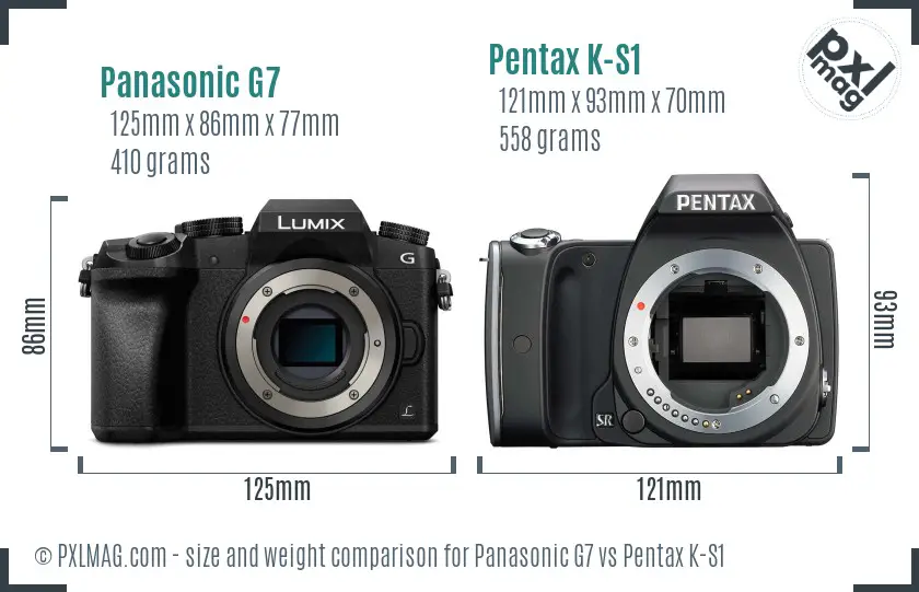 Panasonic G7 vs Pentax K-S1 size comparison