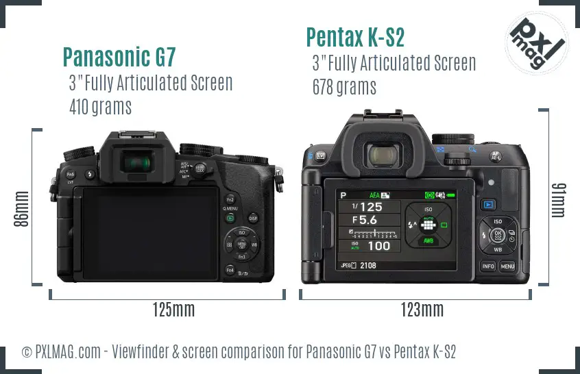 Panasonic G7 vs Pentax K-S2 Screen and Viewfinder comparison