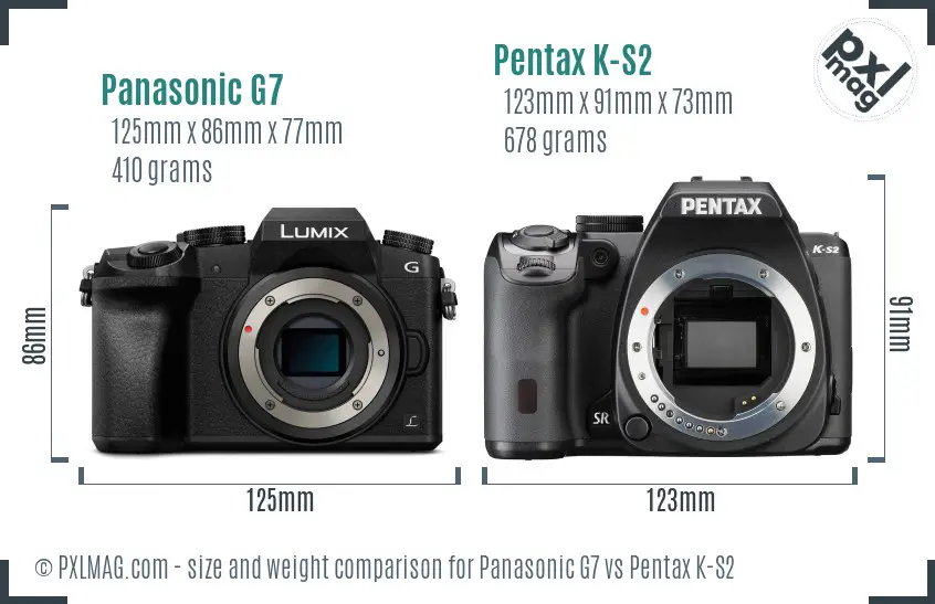 Panasonic G7 vs Pentax K-S2 size comparison