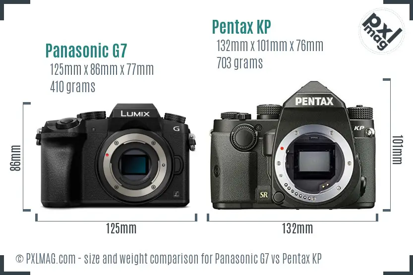 Panasonic G7 vs Pentax KP size comparison