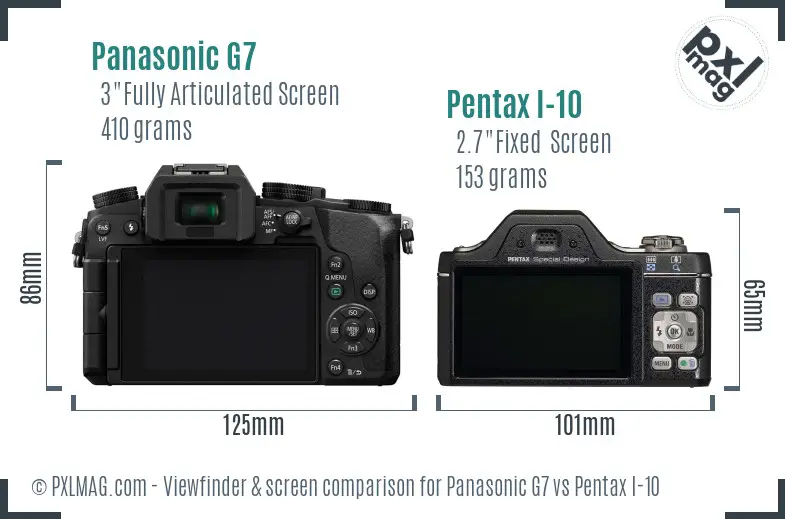 Panasonic G7 vs Pentax I-10 Screen and Viewfinder comparison