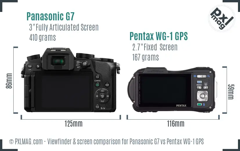 Panasonic G7 vs Pentax WG-1 GPS Screen and Viewfinder comparison