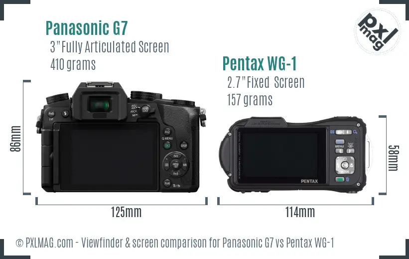 Panasonic G7 vs Pentax WG-1 Screen and Viewfinder comparison