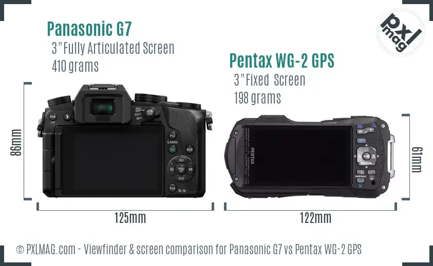 Panasonic G7 vs Pentax WG-2 GPS Screen and Viewfinder comparison