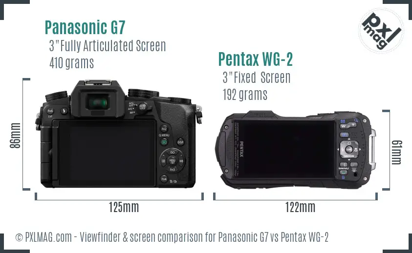 Panasonic G7 vs Pentax WG-2 Screen and Viewfinder comparison