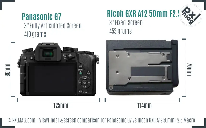 Panasonic G7 vs Ricoh GXR A12 50mm F2.5 Macro Screen and Viewfinder comparison Panasonic G7 vs Ricoh GXR A12 50mm F2.5 Macro Screen and Viewfinder comparison