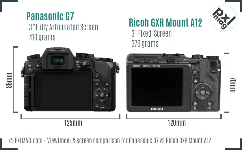 Panasonic G7 vs Ricoh GXR Mount A12 Screen and Viewfinder comparison
