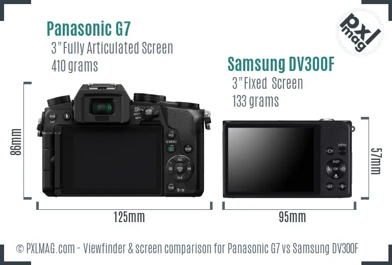 Panasonic G7 vs Samsung DV300F Screen and Viewfinder comparison
