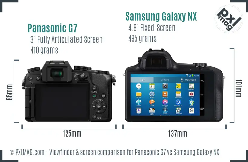 Panasonic G7 vs Samsung Galaxy NX Screen and Viewfinder comparison