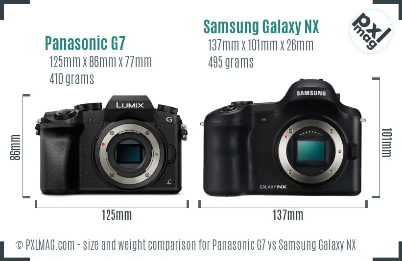 Panasonic G7 vs Samsung Galaxy NX size comparison