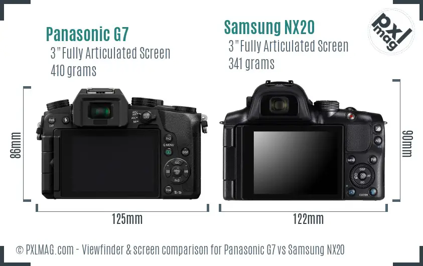 Panasonic G7 vs Samsung NX20 Screen and Viewfinder comparison