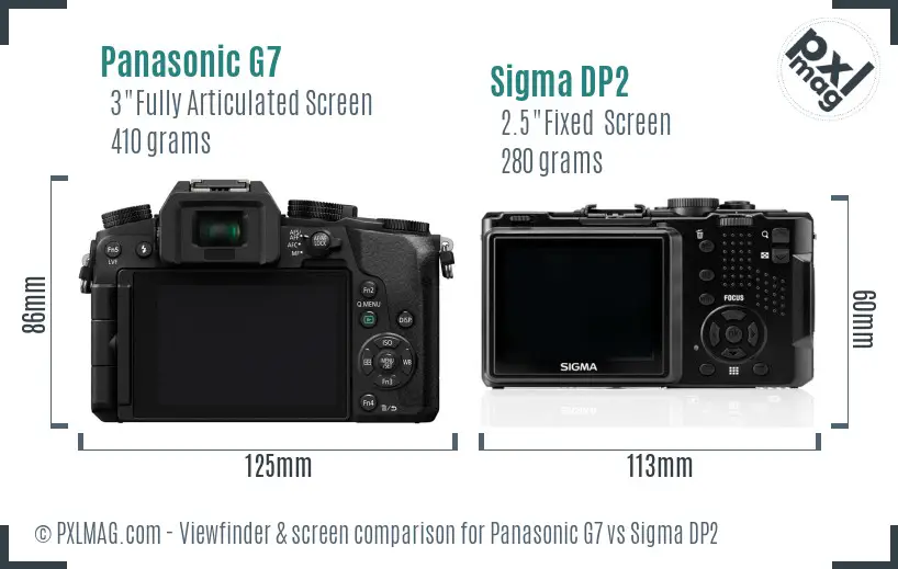 Panasonic G7 vs Sigma DP2 Screen and Viewfinder comparison