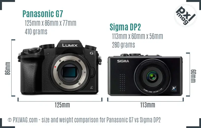Panasonic G7 vs Sigma DP2 size comparison