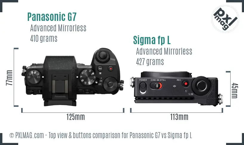 Panasonic G7 vs Sigma fp L top view buttons comparison Panasonic G7 vs Sigma fp L top view buttons comparison