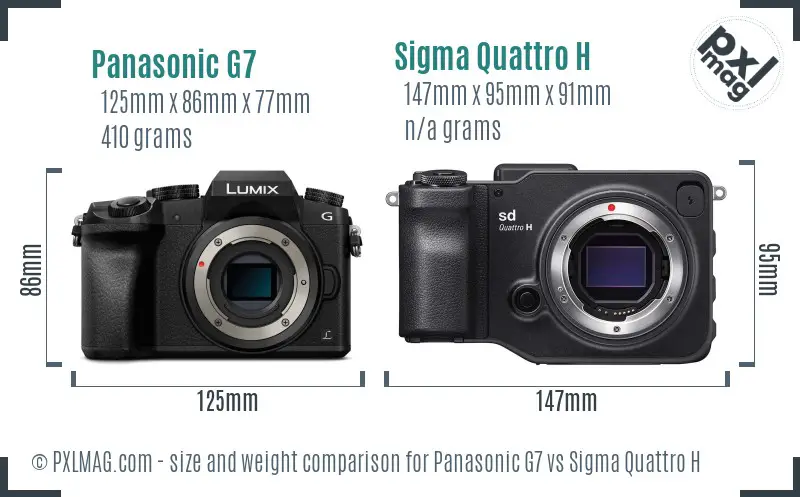 Panasonic G7 vs Sigma Quattro H size comparison