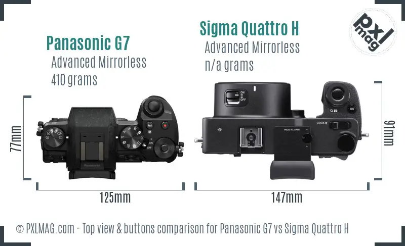 Panasonic G7 vs Sigma Quattro H top view buttons comparison