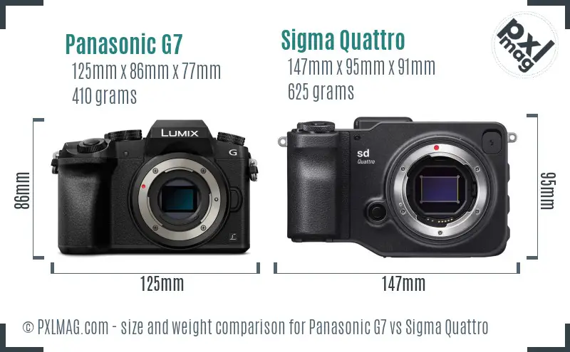 Panasonic G7 vs Sigma Quattro size comparison