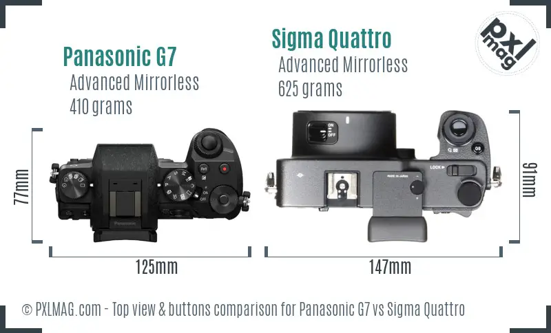 Panasonic G7 vs Sigma Quattro top view buttons comparison