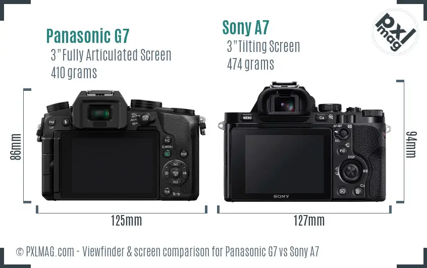 Panasonic G7 vs Sony A7 Screen and Viewfinder comparison
