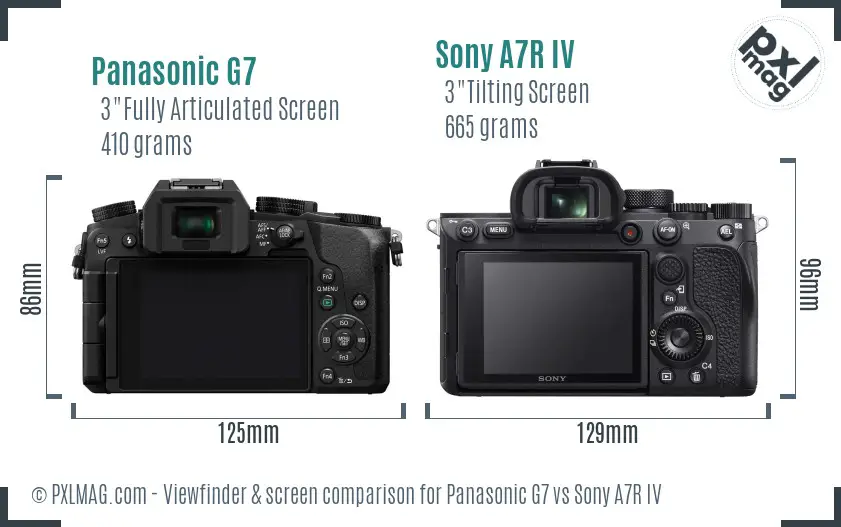 Panasonic G7 vs Sony A7R IV Screen and Viewfinder comparison