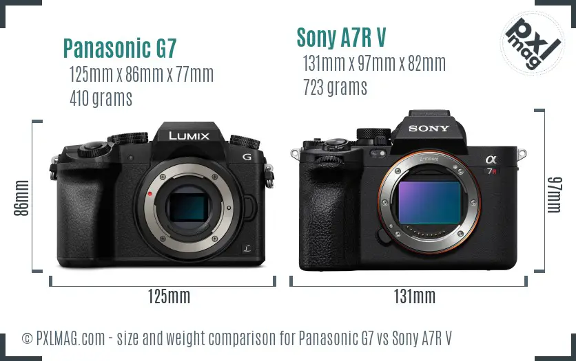 Panasonic G7 vs Sony A7R V size comparison