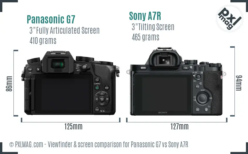 Panasonic G7 vs Sony A7R Screen and Viewfinder comparison