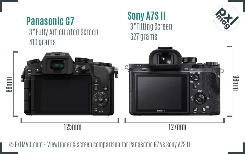 Panasonic G7 vs Sony A7S II Screen and Viewfinder comparison