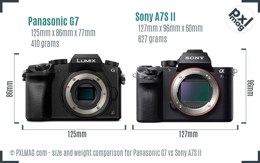 Panasonic G7 vs Sony A7S II size comparison