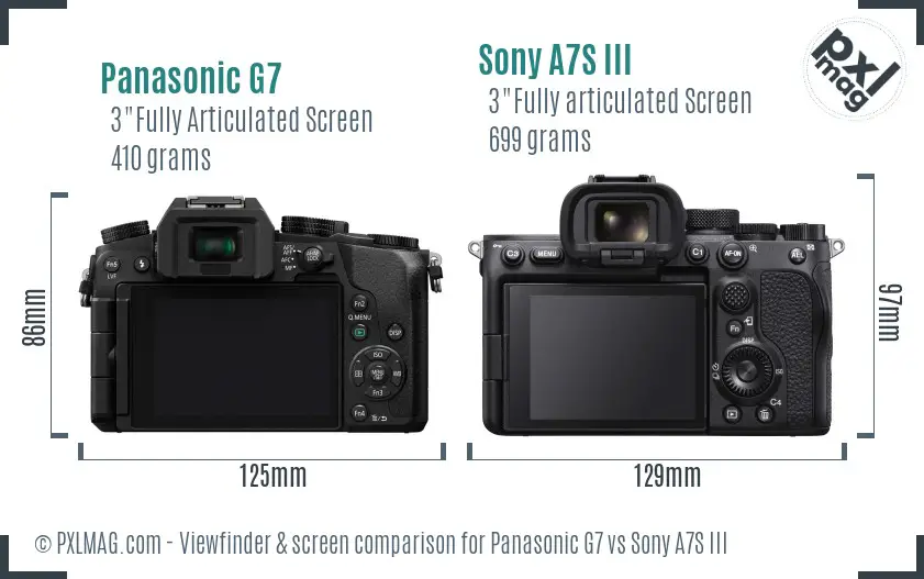 Panasonic G7 vs Sony A7S III Screen and Viewfinder comparison