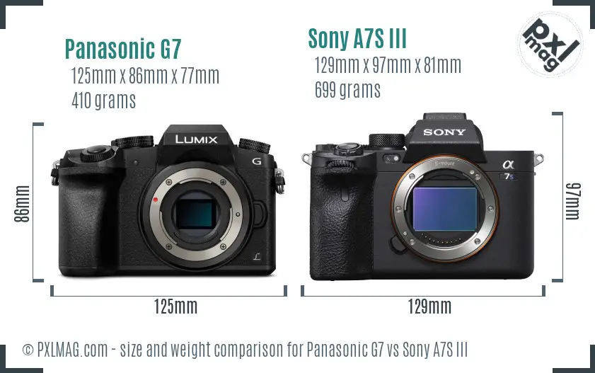 Panasonic G7 vs Sony A7S III size comparison