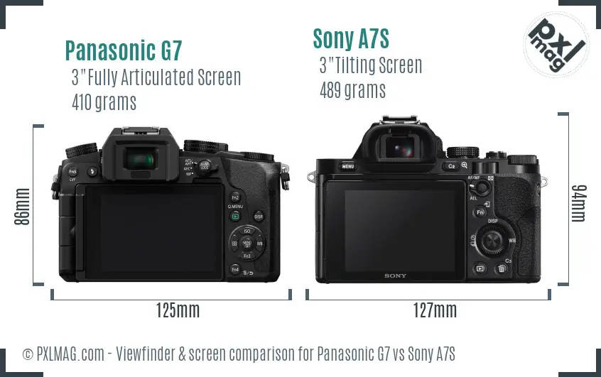 Panasonic G7 vs Sony A7S Screen and Viewfinder comparison