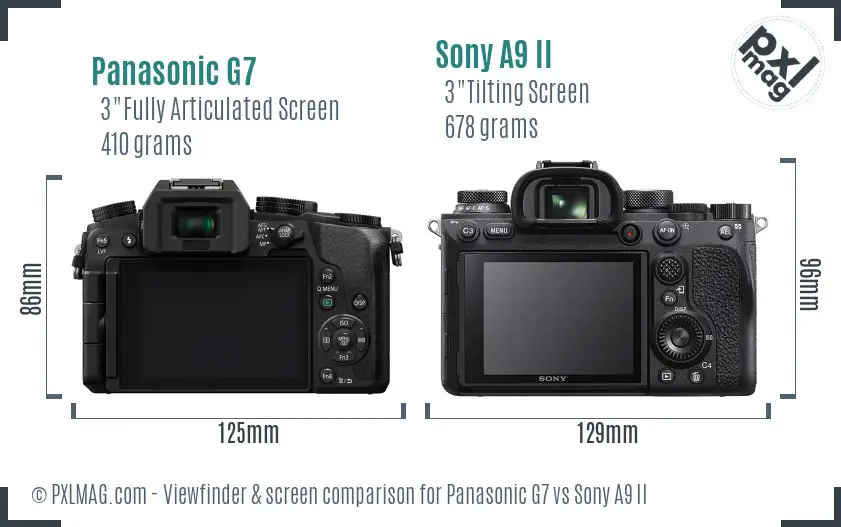 Panasonic G7 vs Sony A9 II Screen and Viewfinder comparison
