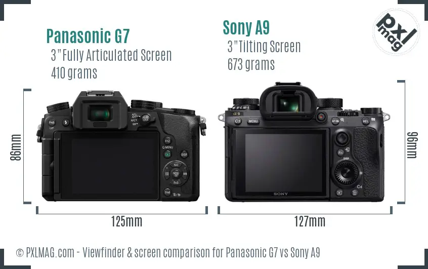 Panasonic G7 vs Sony A9 Screen and Viewfinder comparison Panasonic G7 vs Sony A9 Screen and Viewfinder comparison