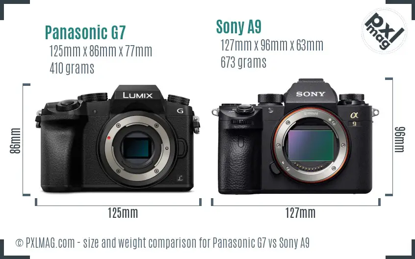 Panasonic G7 vs Sony A9 size comparison Panasonic G7 vs Sony A9 size comparison