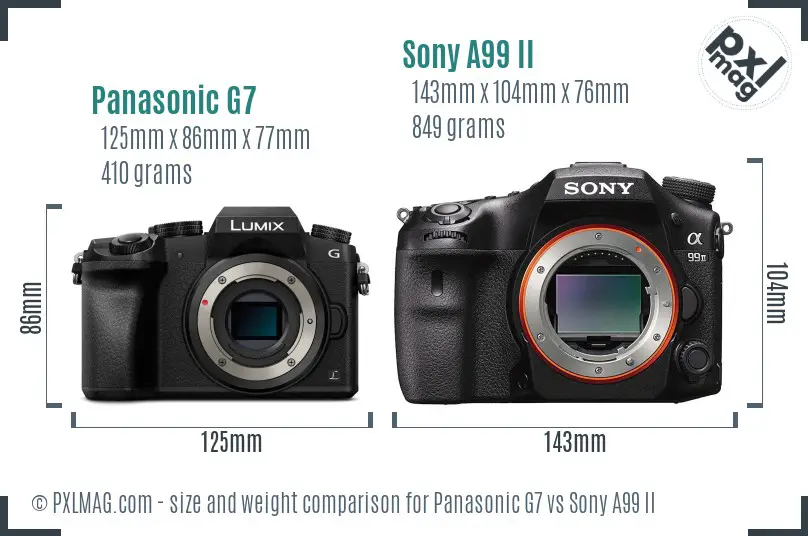 Panasonic G7 vs Sony A99 II size comparison