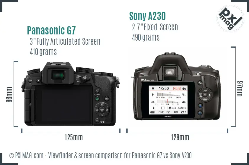 Panasonic G7 vs Sony A230 Screen and Viewfinder comparison Panasonic G7 vs Sony A230 Screen and Viewfinder comparison