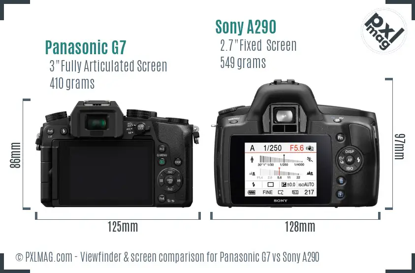 Panasonic G7 vs Sony A290 Screen and Viewfinder comparison