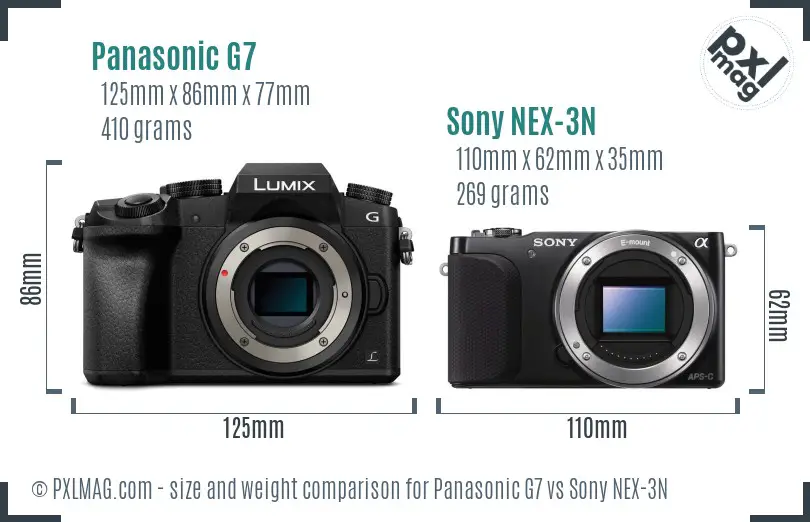 Panasonic G7 vs Sony NEX-3N size comparison