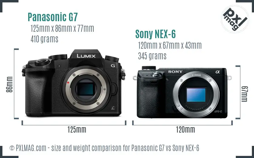 Panasonic G7 vs Sony NEX-6 size comparison