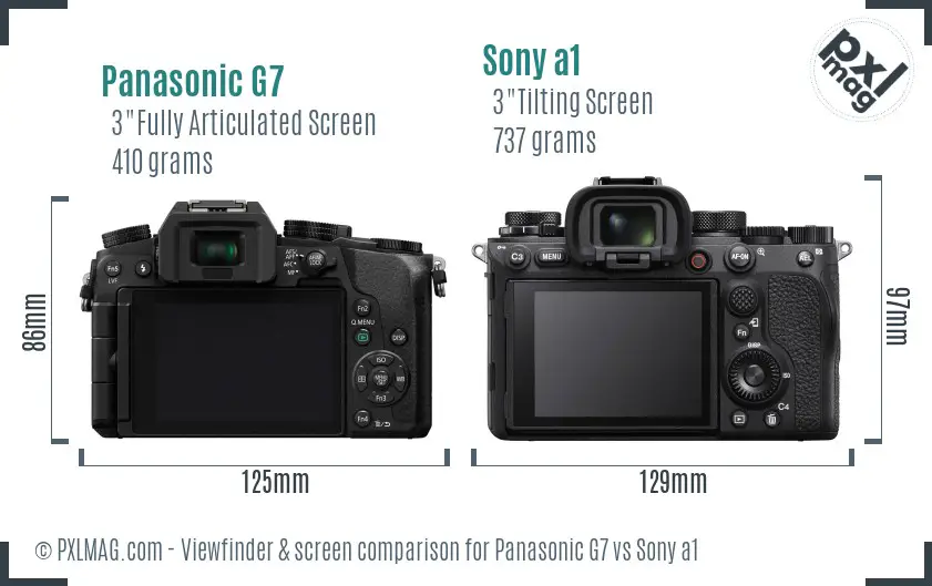 Panasonic G7 vs Sony a1 Screen and Viewfinder comparison
