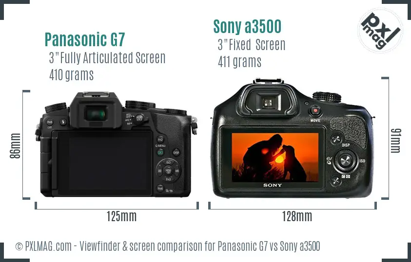 Panasonic G7 vs Sony a3500 Screen and Viewfinder comparison
